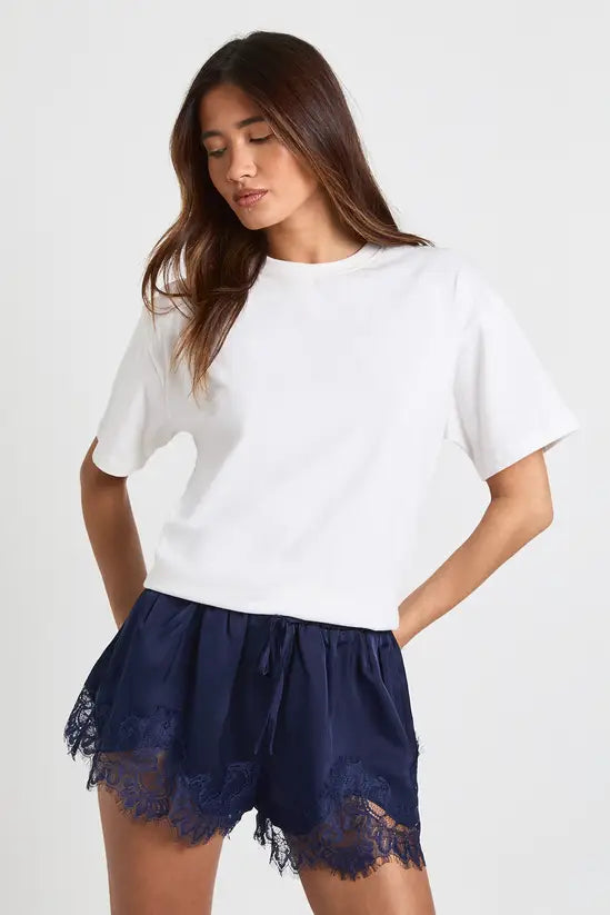 boohoo Satin Lace Flippy Short