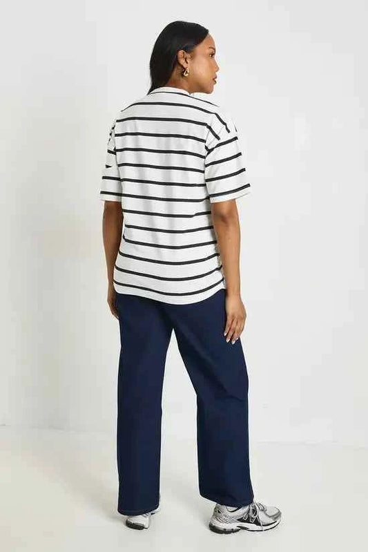 boohoo Maternity Crew Neck Stripe T-shirt