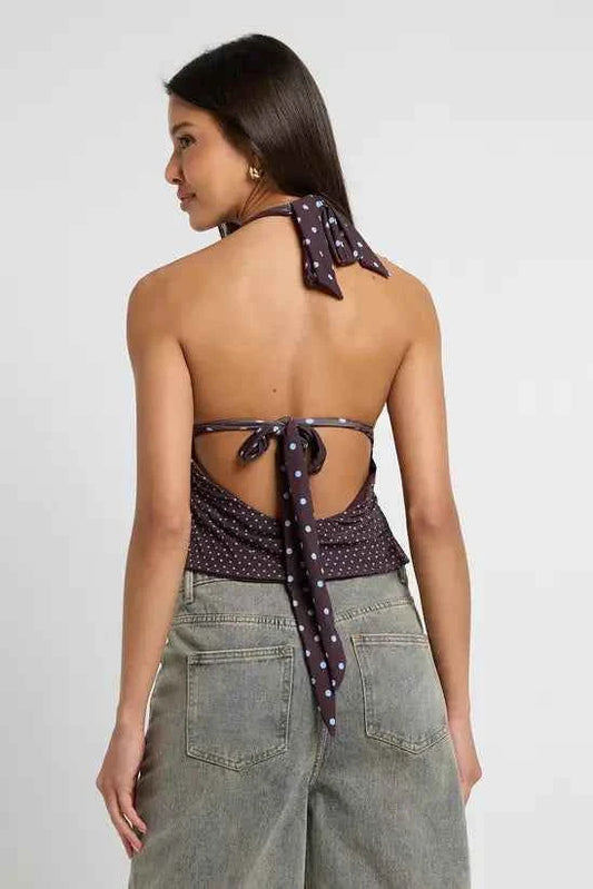 boohoo Mix Polka Dot Halter Neck Top