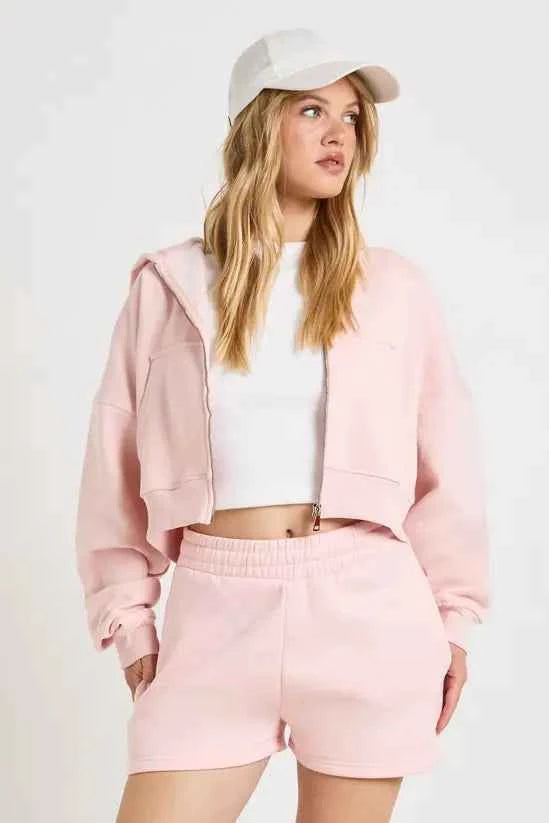 boohoo Petite High Waist Sweatshort With Internal Drawcord