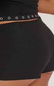 Ego - Low Rise Booty Shorts In Black Woven