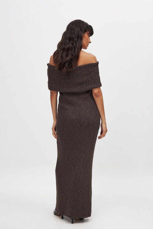 Knitted Off Shoulder Maxi Dress