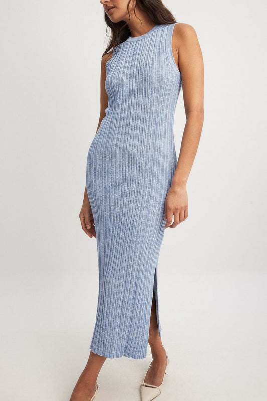 Knitted Ribbed Sleeveless Midi Dress
