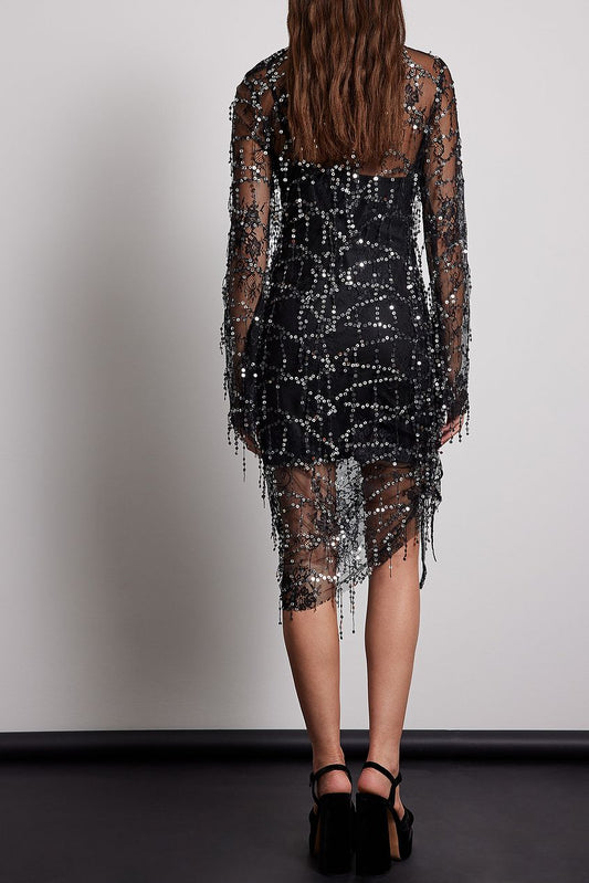 Lace Sequin Midi Dress