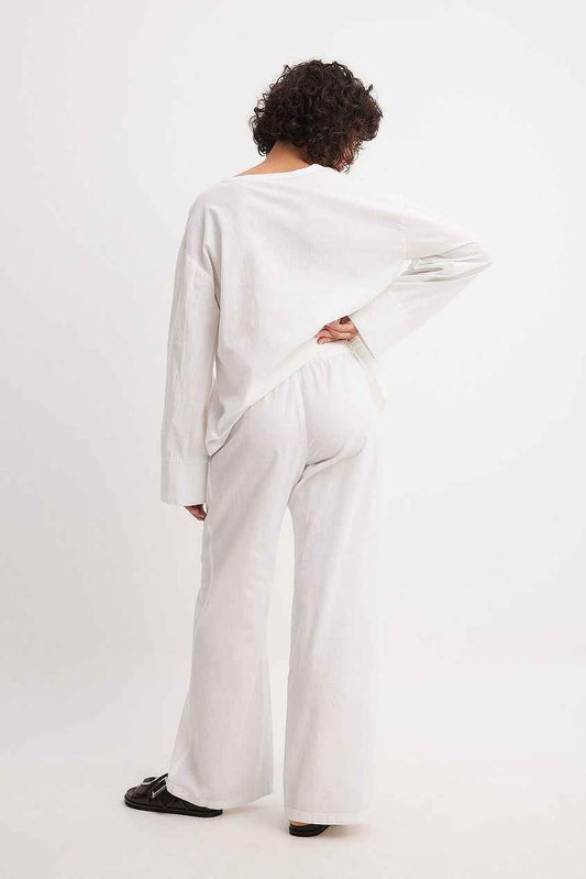 Na-kd Linen Blend Mid Waist Trousers
