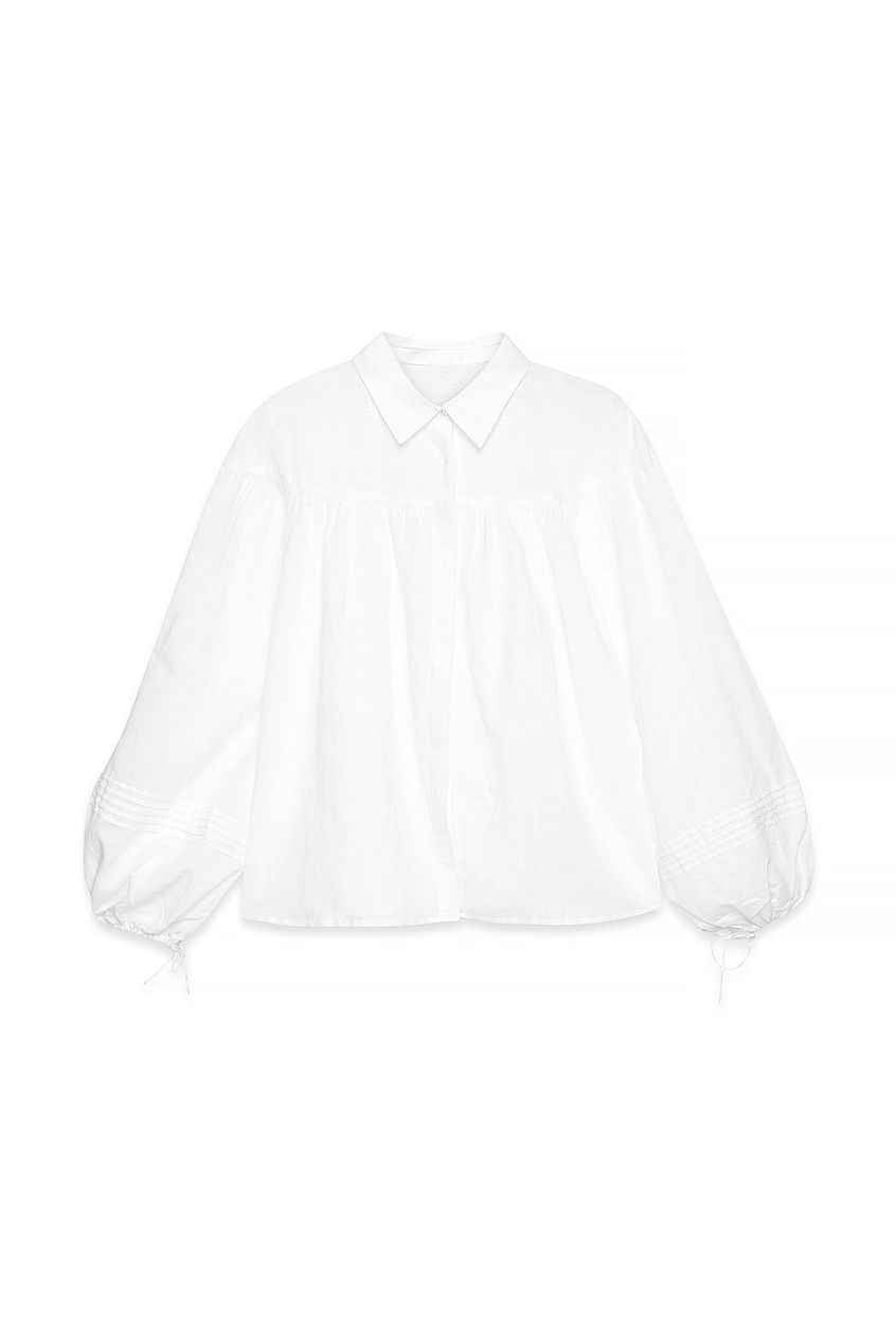 Na-kd Linen Blend Pleated Sleeve Detail Shirt