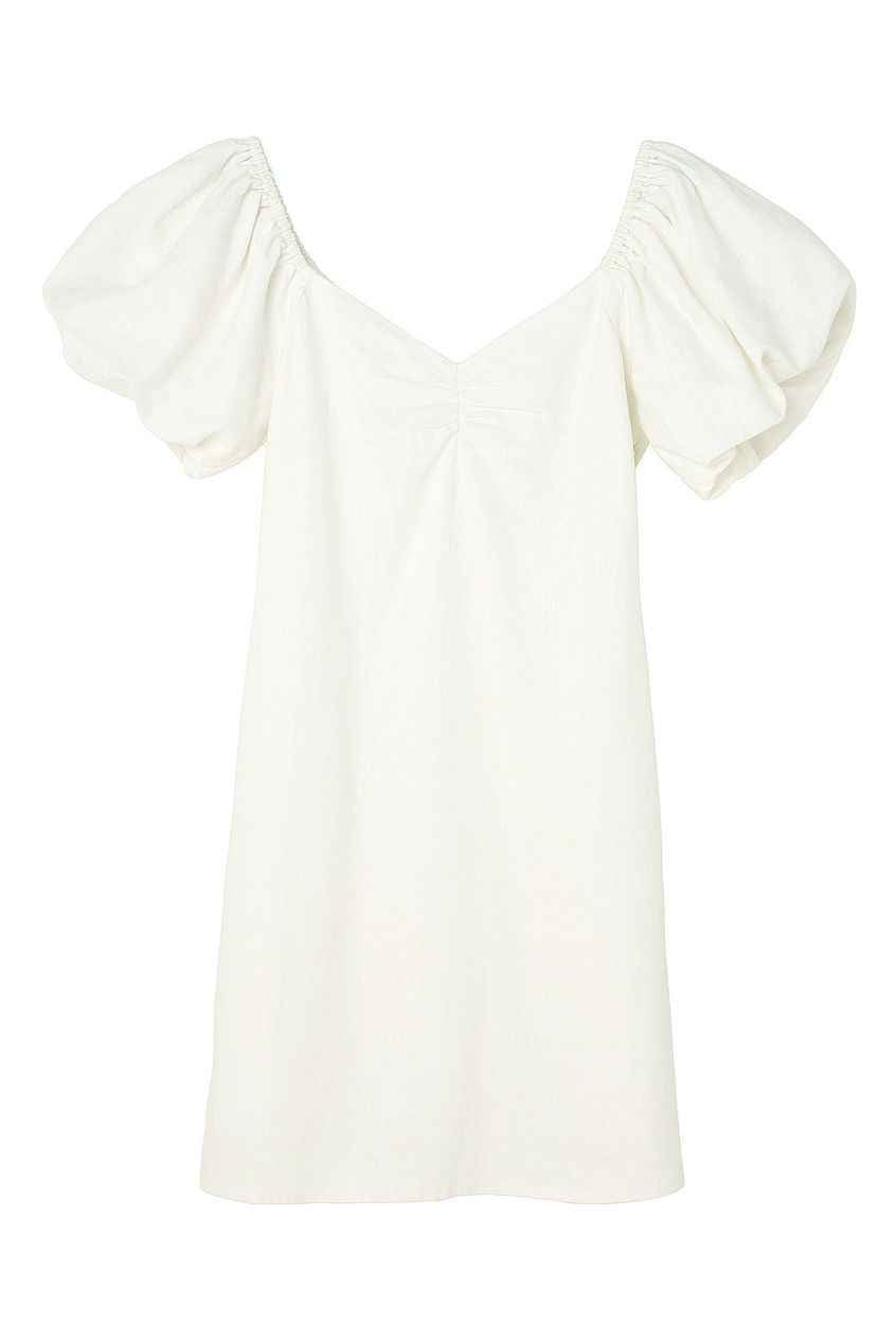 Na-kd Linen Blend Puff Shoulder Mini Dress