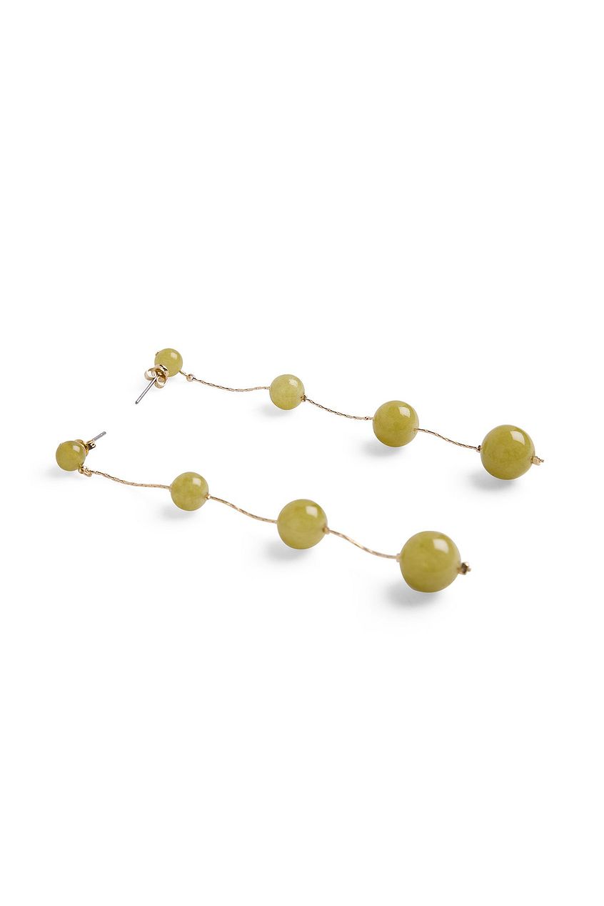 Long Colored Stone Bead Earrings