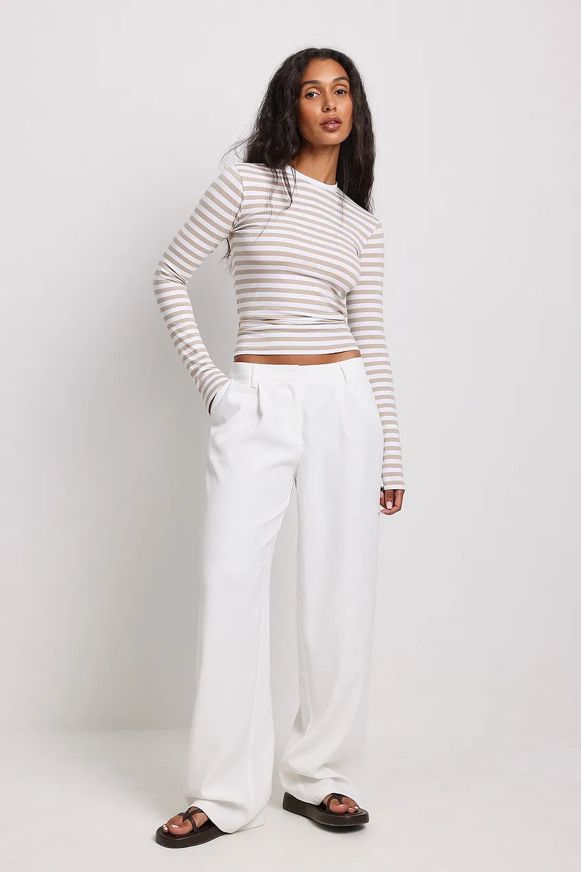 Long Sleeve Striped Fitted Top