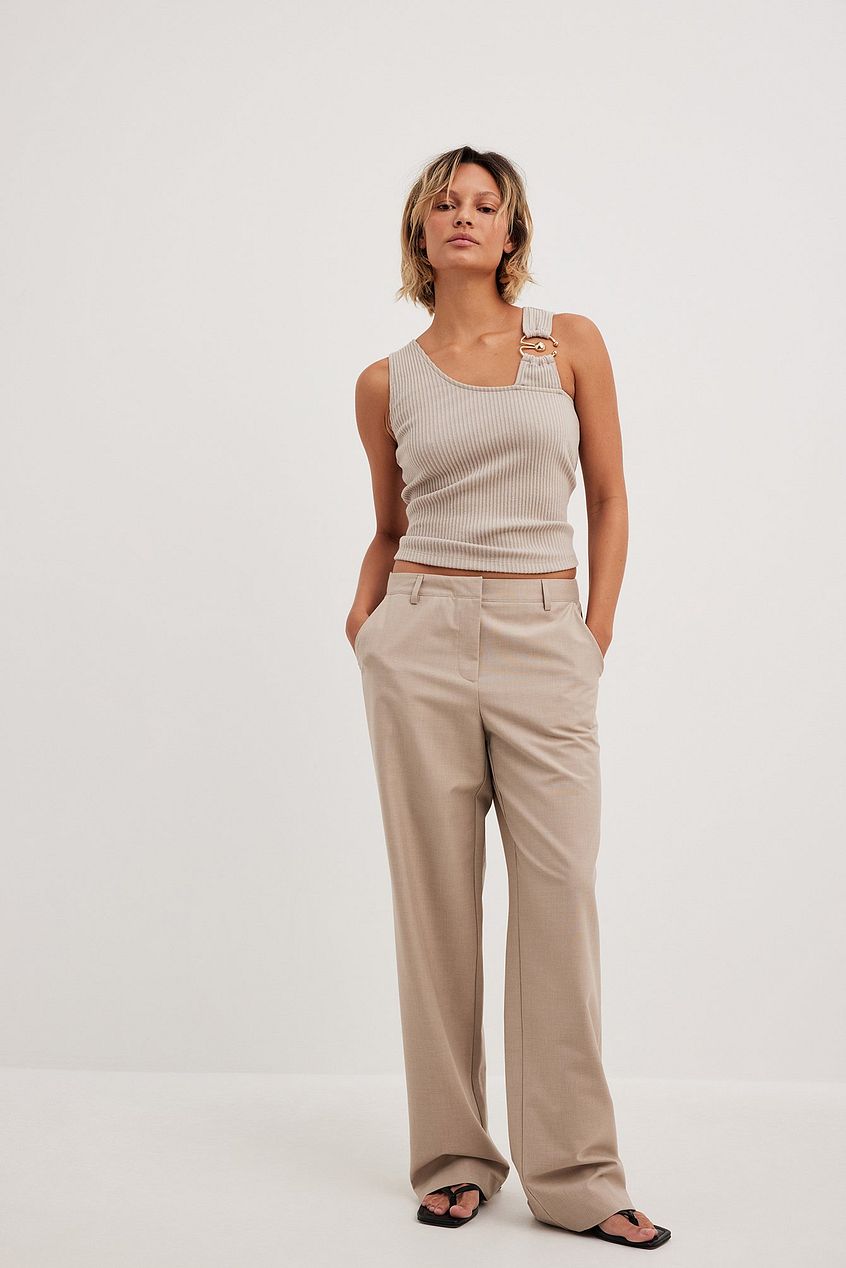 Melange Mid Rise Suit Pants