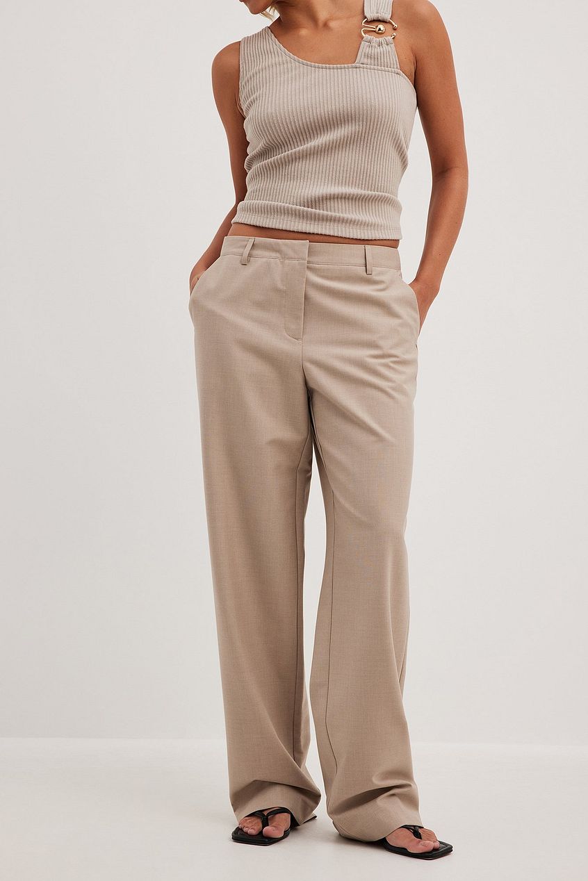 Melange Mid Rise Suit Pants