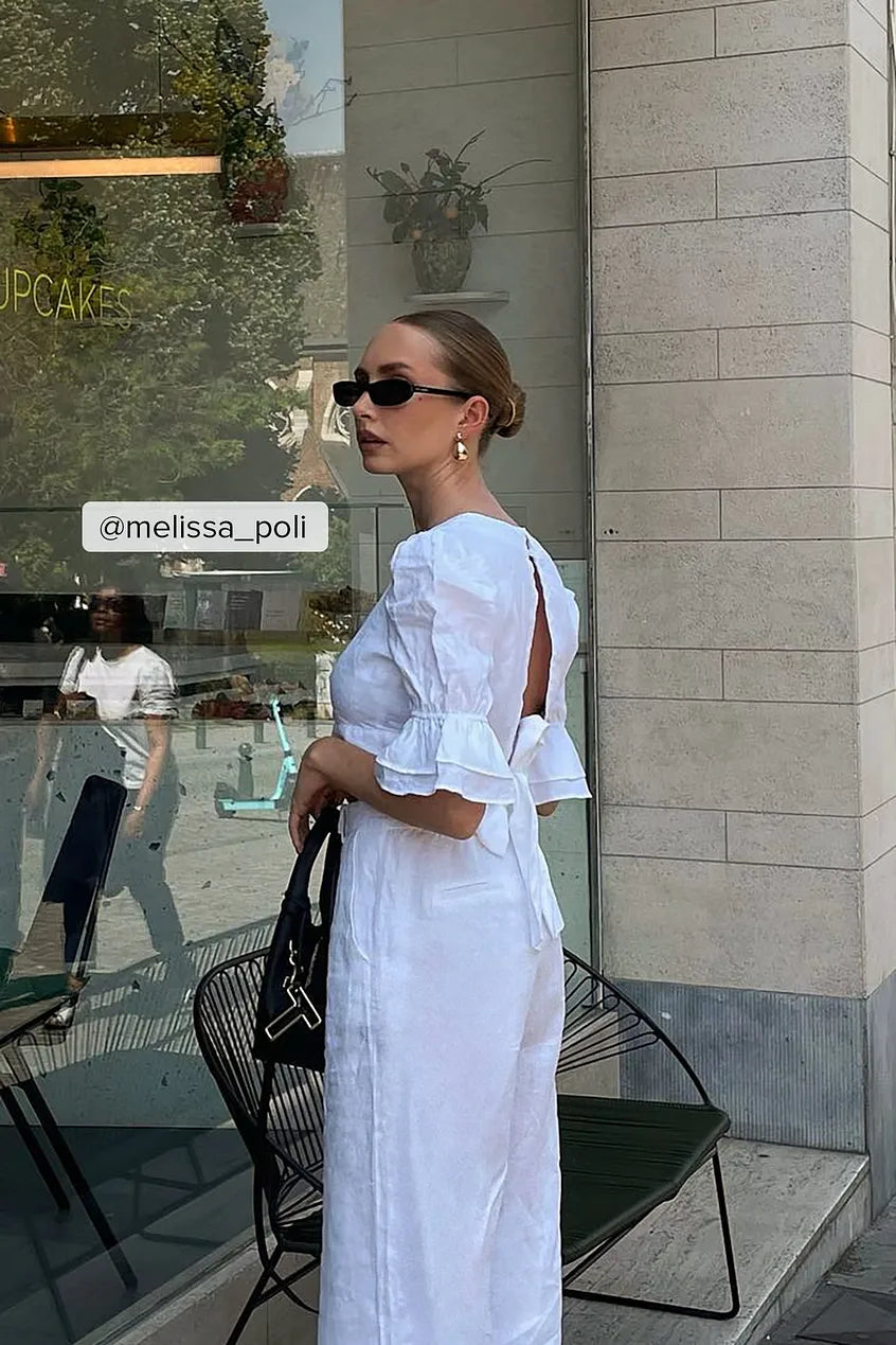 Na-kd Linen Tie Back Top
