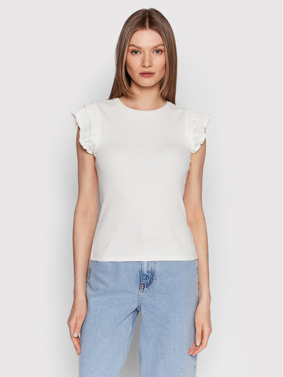 Frill Ribbed Jersey Top