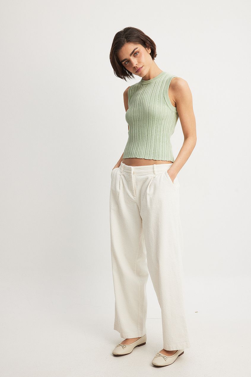 Cord Loose Low Waist Pants