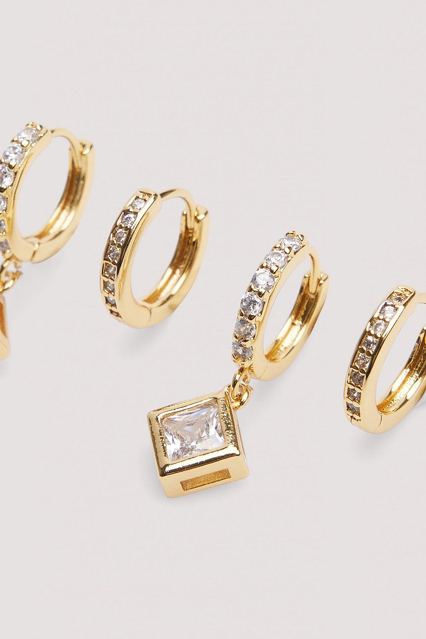 2-Pack 18K Gold Plated Pendant Hoops