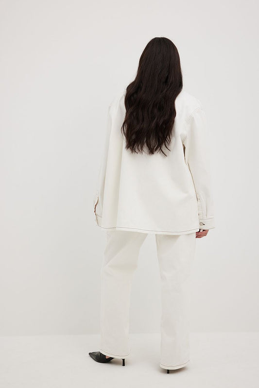 Contrast Seam Oversized Denim Shirt