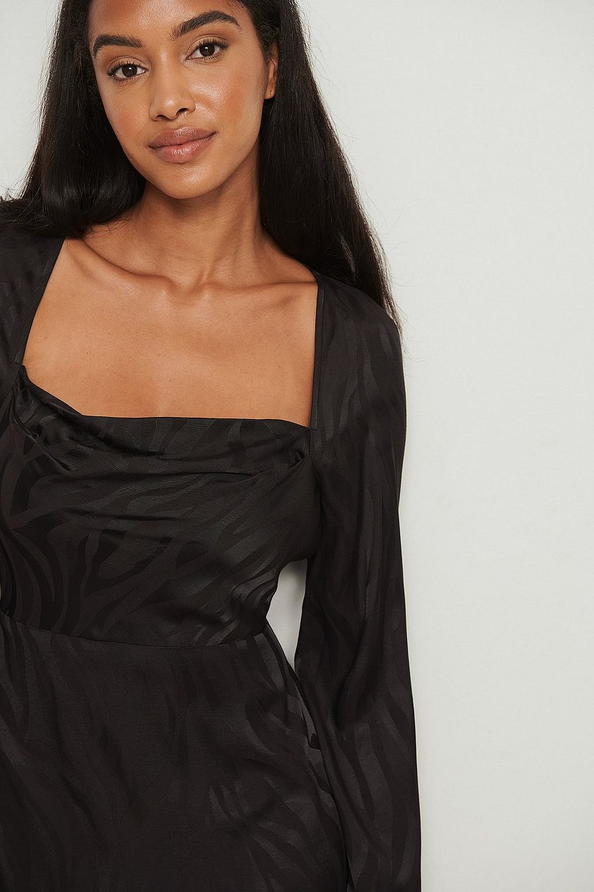 Cowl Neck Jacquard Zebra Dress