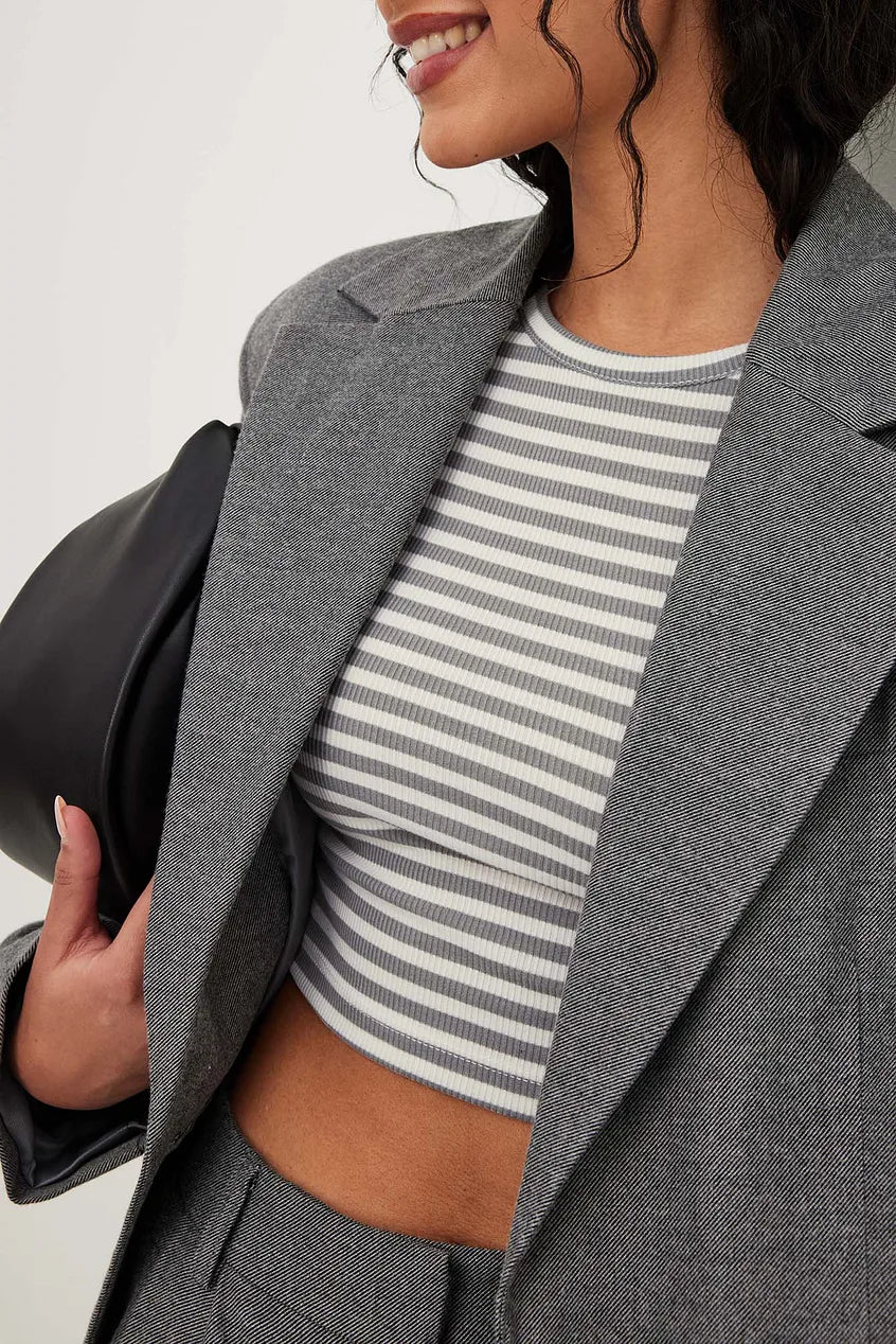 Cropped Long Sleeved Striped Top