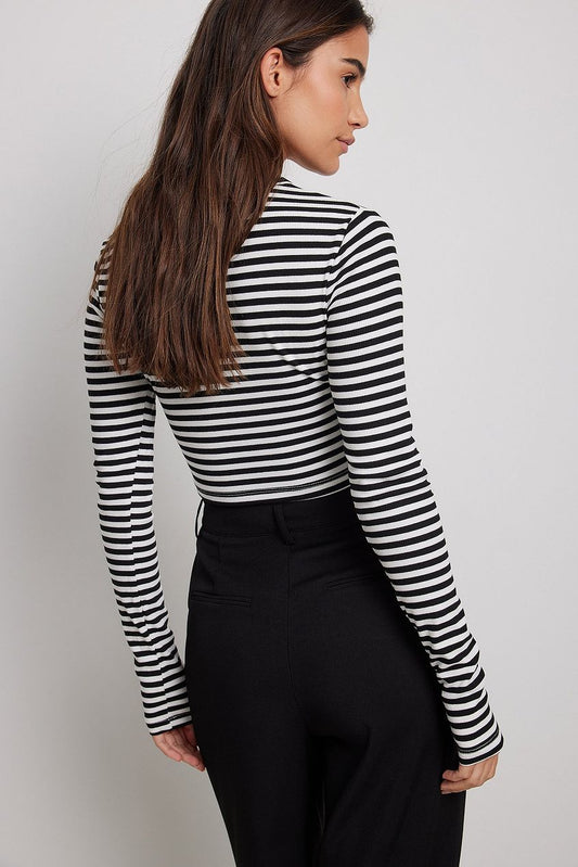 Cropped Long Sleeved Striped Top