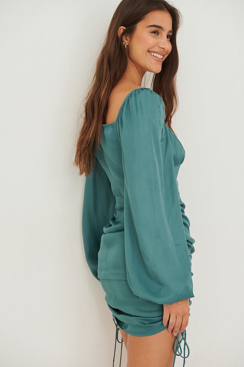 Drawstring Sides Satin dress