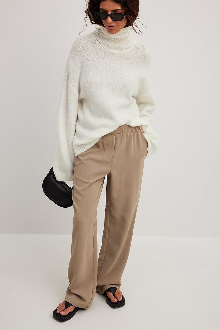 Elastic Waist Wide Leg Pants