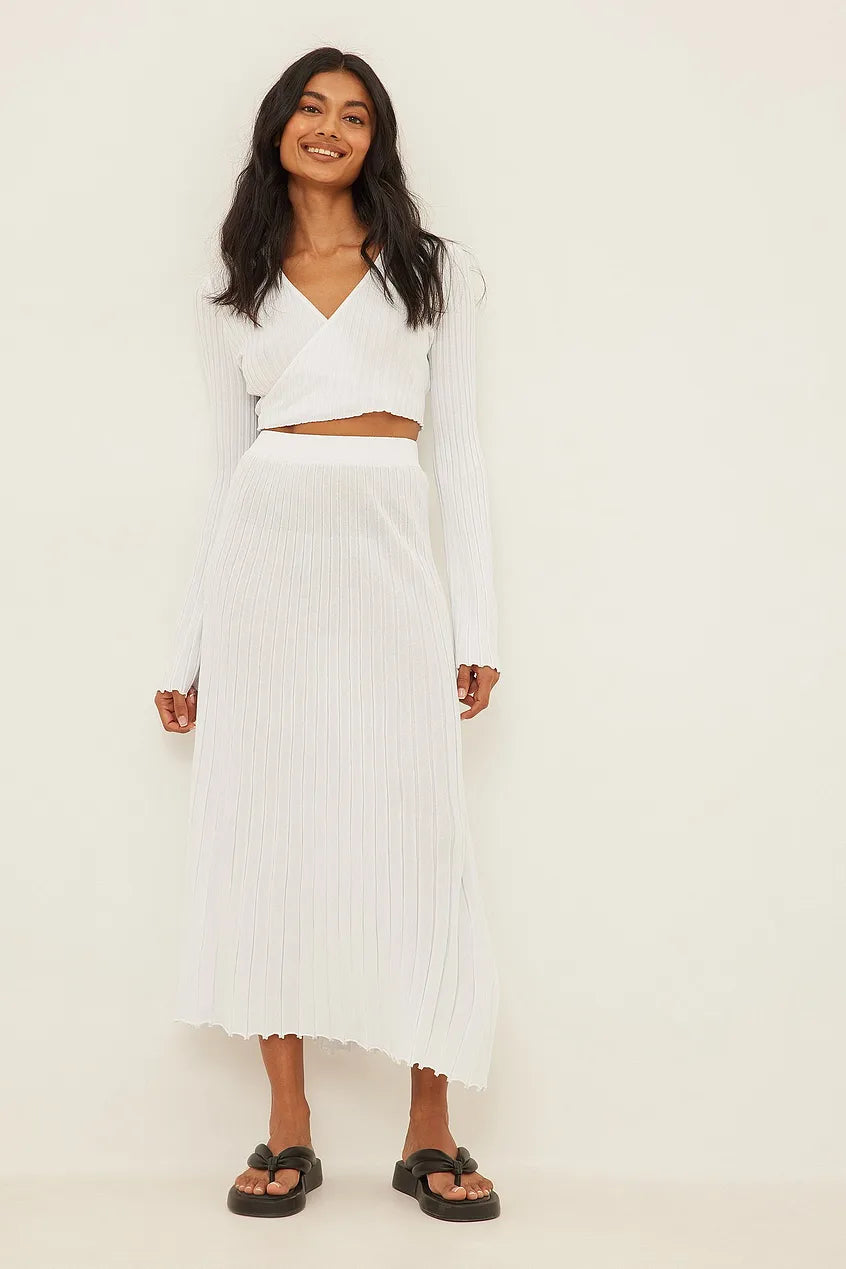 Fine Knitted Cropped Wrap Top