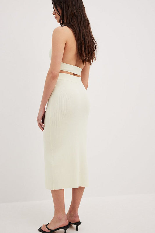 Fine Knitted High Slit Skirt