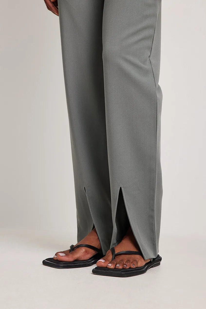 Front Slit Straight Leg Suit Pants