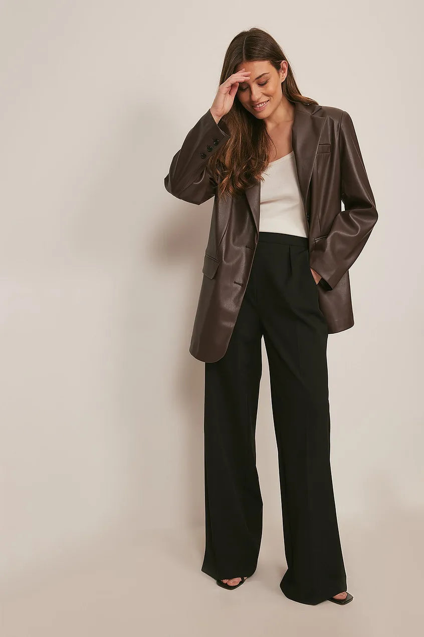 High Waisted Wide Leg Suit Pants
