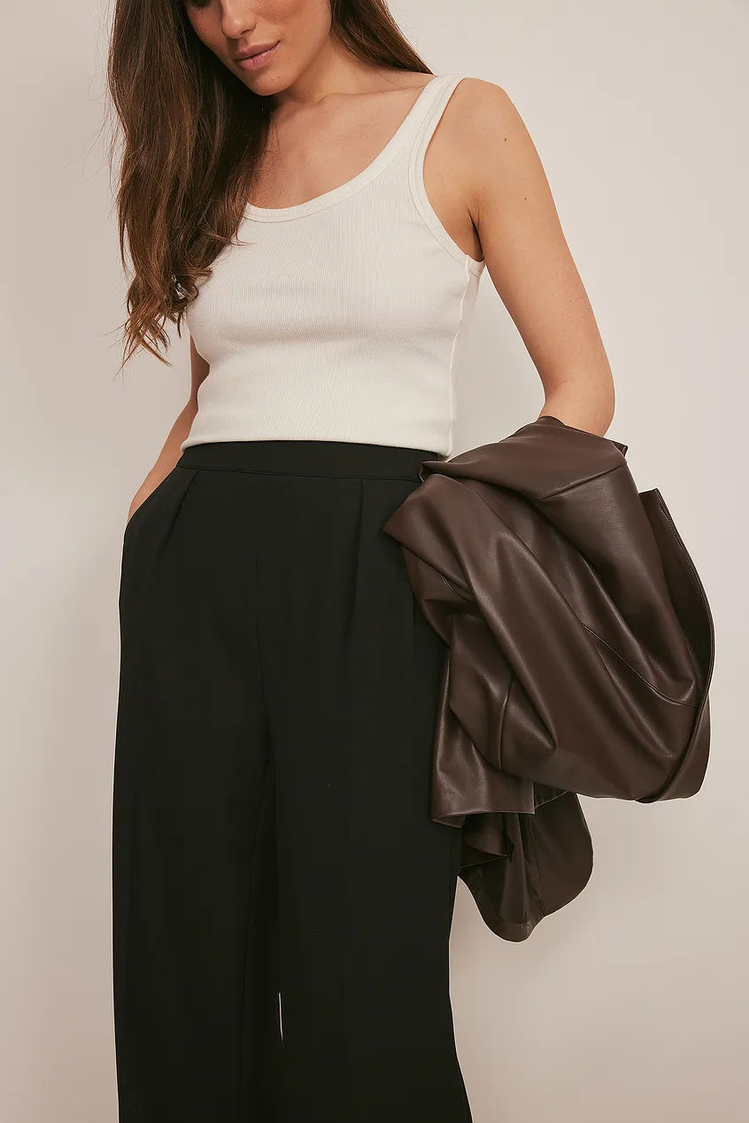 High Waisted Wide Leg Suit Pants