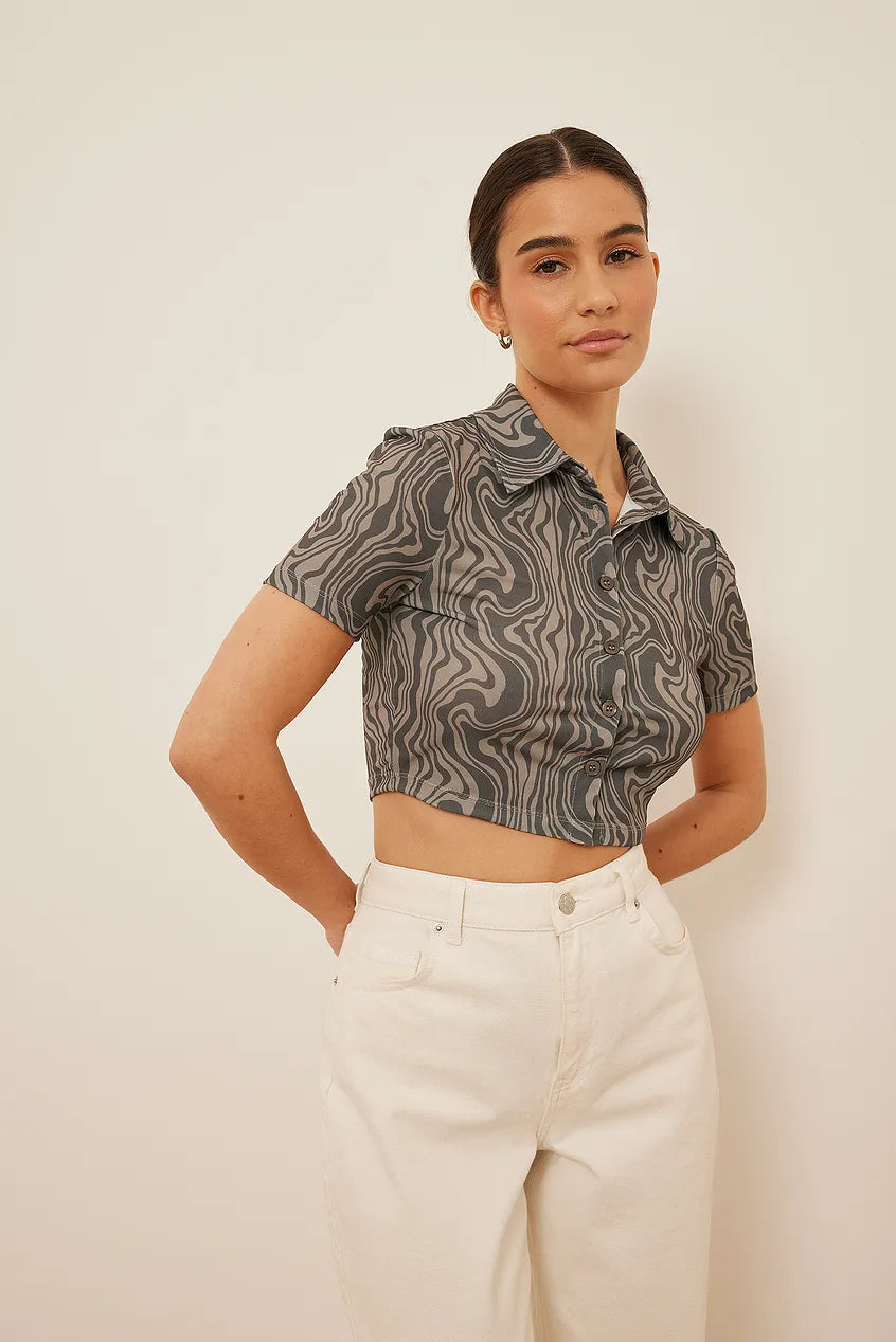 Jersey Button Detail Top