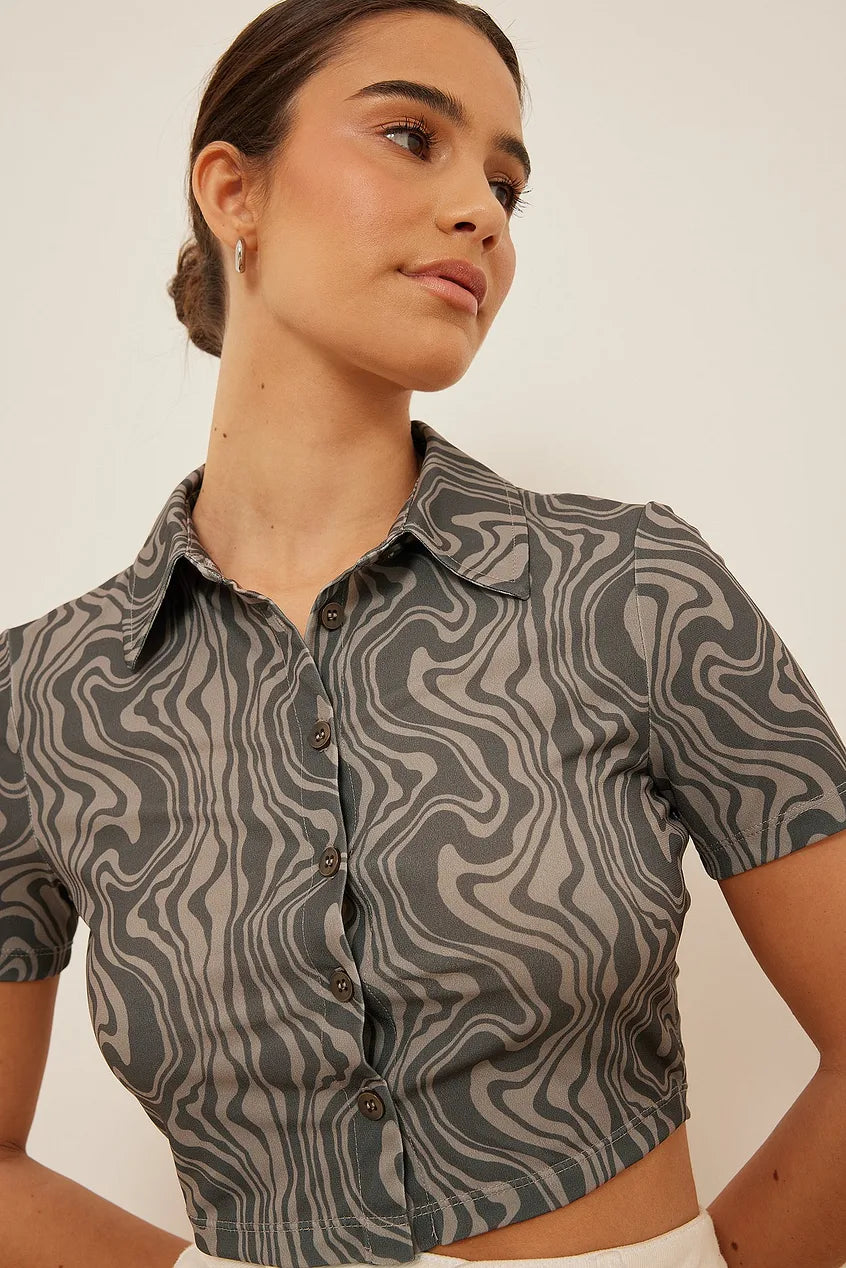 Jersey Button Detail Top