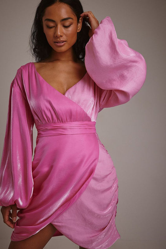 Long Sleeve Draped Mini Dress