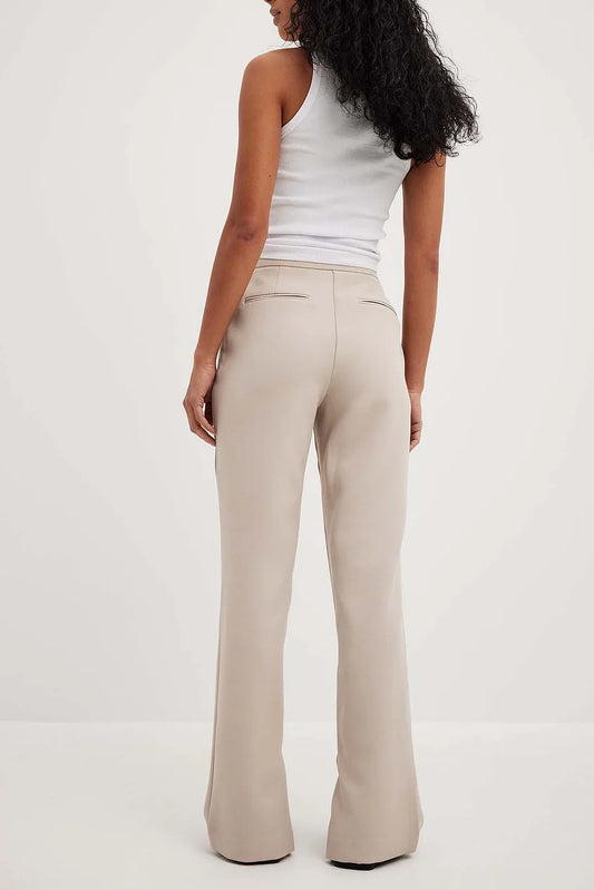 Mid Waist Tailored Side Slit Pants