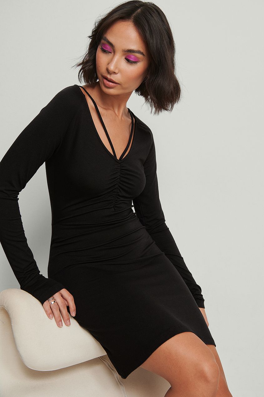 Neck Detail Jersey Mini Dress