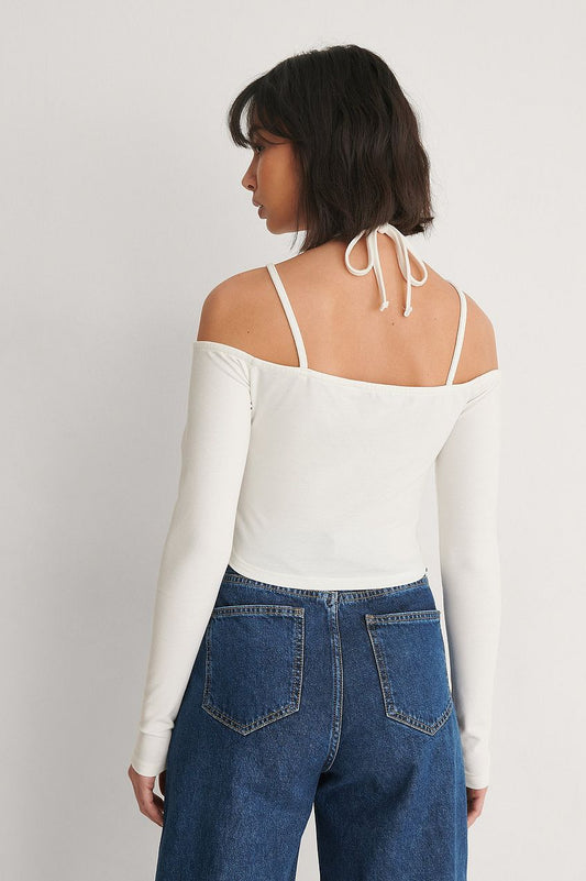 off shoulder knot detail top