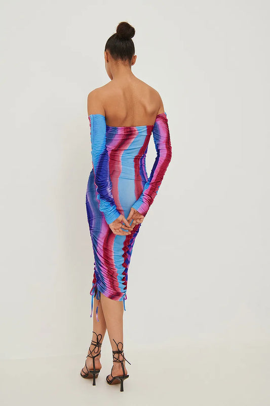 Off Shoulder Rouched Mini Dress