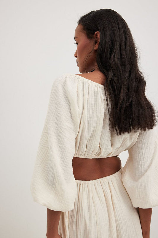 Puffy Sleeve Cropped Blouse