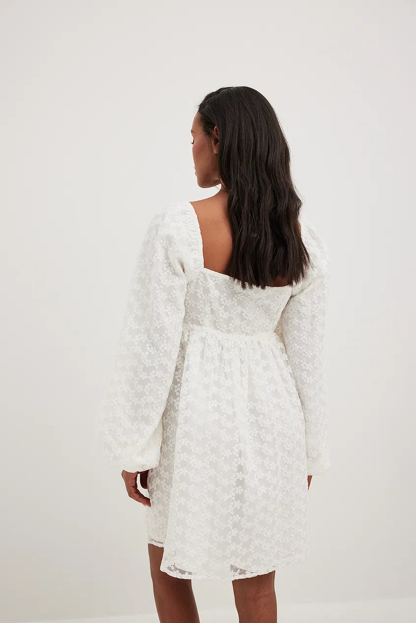 Puffy Sleeve Gathered Mini Dress