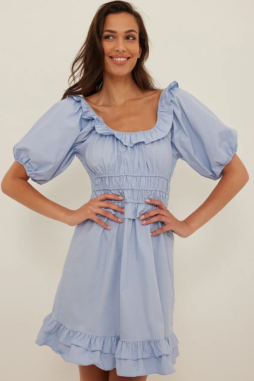 Organic Shirred Cotton Mini Dress