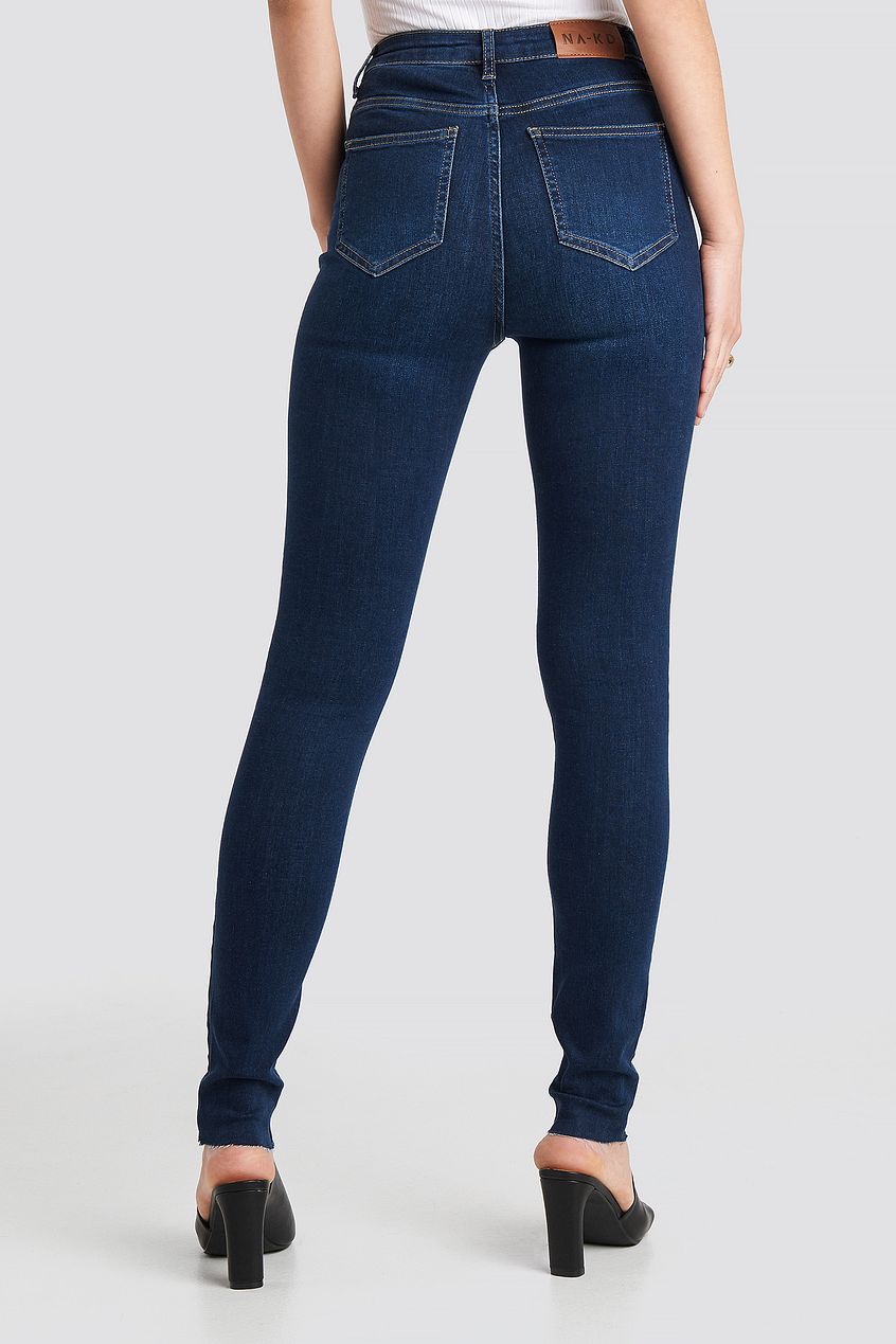 Skinny High Waist Raw Hem Jeans Tall