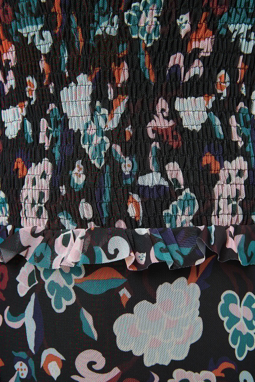 Smocked Detail Mesh Dress