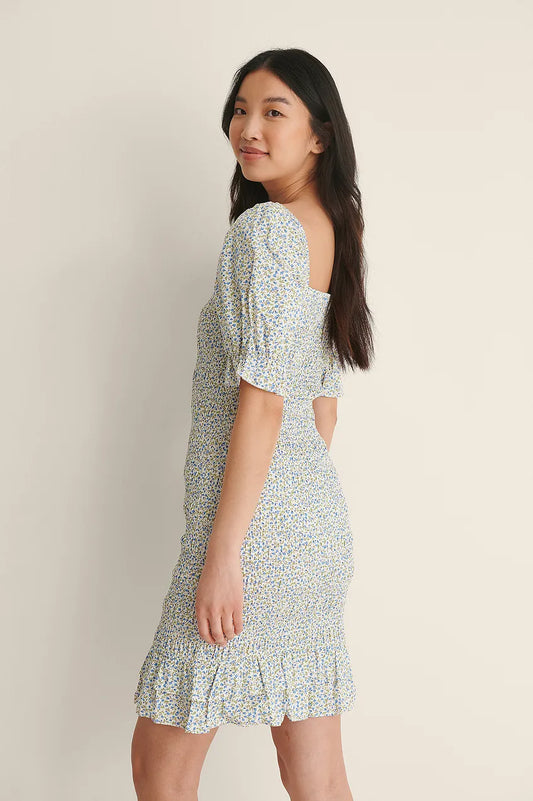 Smocked Frill Mini Dress
