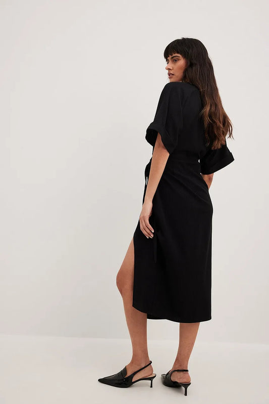 Structured Overlap Midi Dress