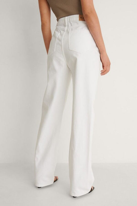 Wide Leg High Waisted Denim White