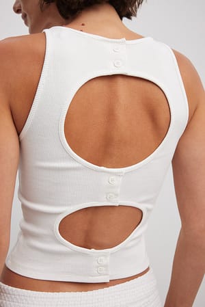 Open Back Tank Top White
