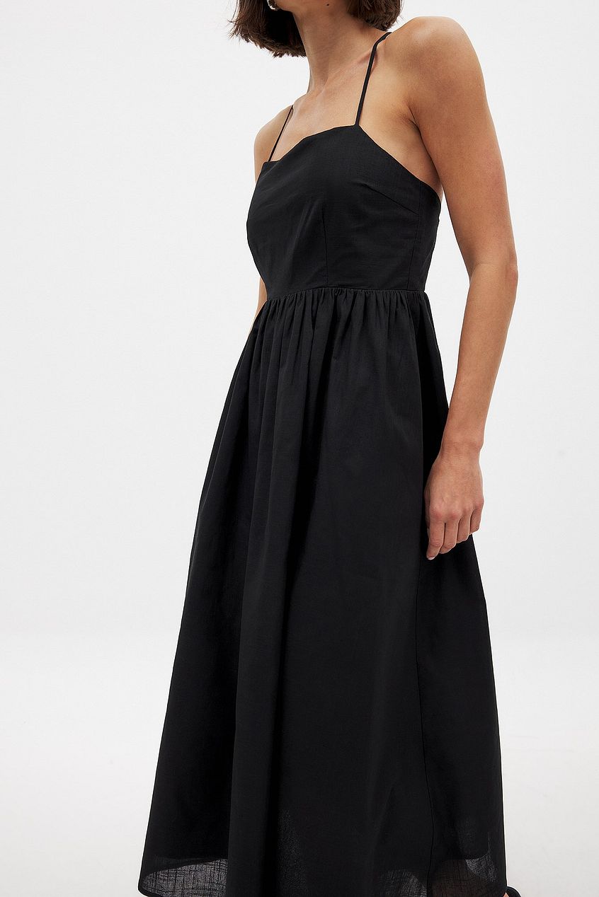 Open Back Tie Detail Midi Dress