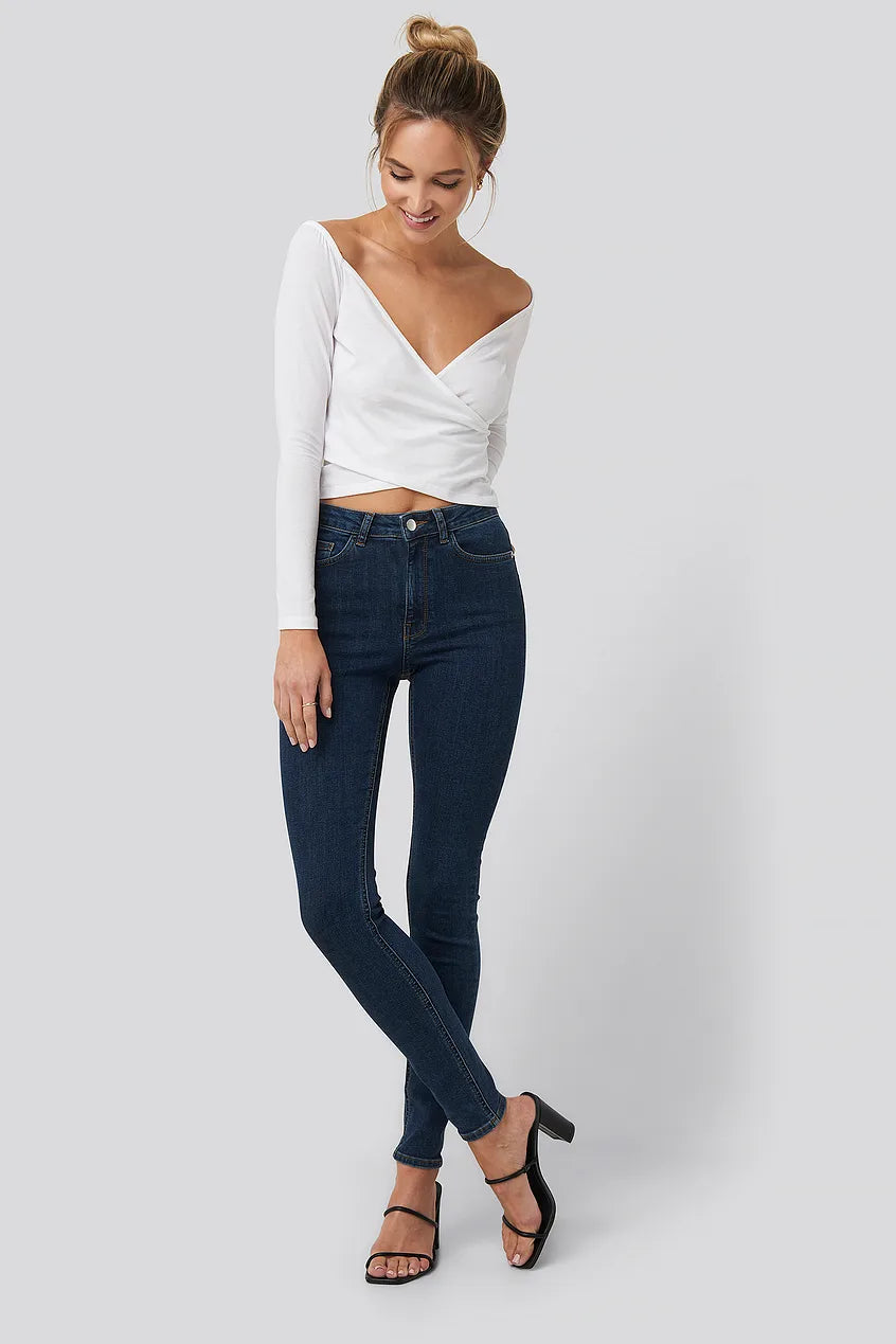 Bardot Wrap Front Crop Top White