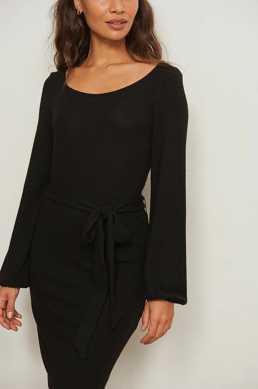 Dropped Shoulder Belted Mini Dress