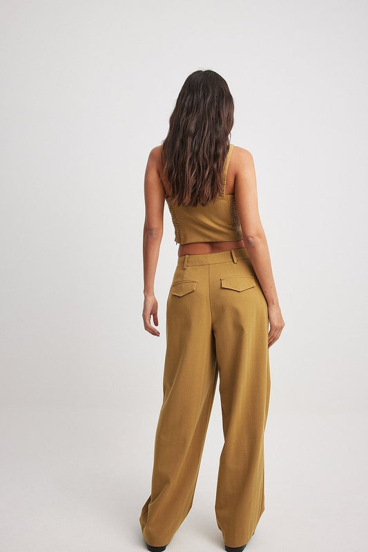 Pleated Mid Waist Pants
